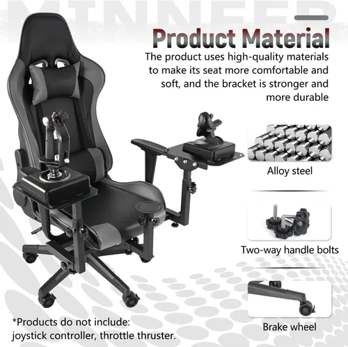 Vista 3 de Minneer Flight Simulator Cockpit Flying Controller Stand with Gaming Chair Fit for Logitech X56 X52 HOTAS4,for Thrustmaster,for Fanatec,Racing Mount