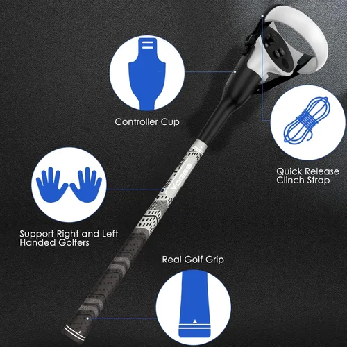 Vista 2 de YOGES VR Golf Club Handle Attachment Compatible with Oculus Quest 3 Quest 2, Golft Golf Club Handle Accessories Compatible with Golf +, Golf 5