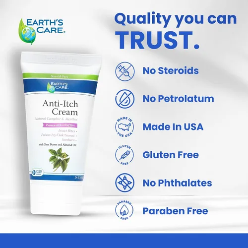 Vista 5 de Earth's Care Crema antipicazón, extra fuerte, alivia quemaduras solares, erupciones e irritaciones menores de la piel, 2.4 onzas