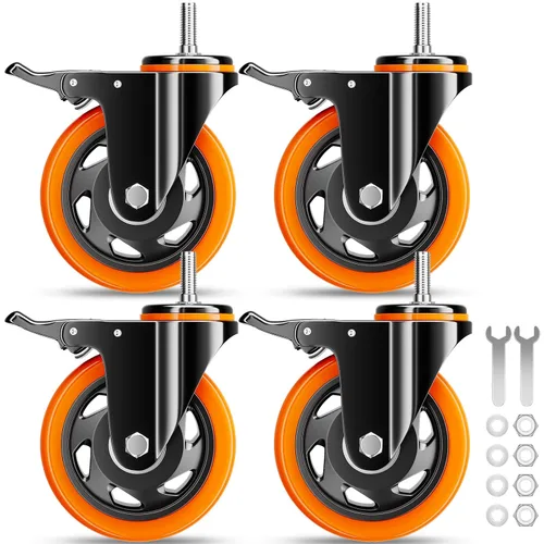 Vista 17 de Juego de 4 ruedas de vástago de 2 pulgadas 1/2 "-13 x 1 ", ruedas roscadas resistentes