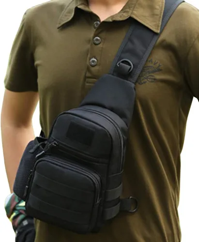 Vista 4 de Hebetag - Mochila cruzada de senderismo para hombres y mujeres, mochila cruzada del hombro al pecho para escuela, exterior, viaje, negocio, casual