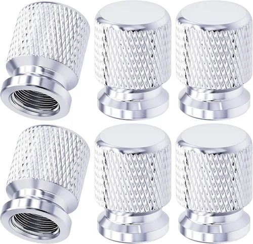 Vista 49 de 4 piezas de tapas de válvula de neumático con estilo púas, cubiertas de válvula de neumático universales de aleación de aluminio a prueba de polvo