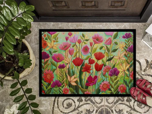 Vista 3 de Caroline's Treasures PPD3024JMAT - Felpudo de 24 x 36 pulgadas, diseño de flores de belleza silvestre, para interiores y exteriores, para entrada