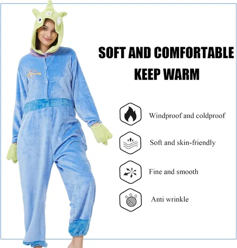 Vista 4 de Soptrise Christmas Halloween Unisex Onesie Pajamas Adults Cartoon Animal Cosplay Costume Jumpsuit Sleepwear