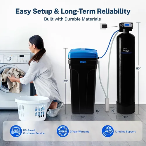 Vista 7 de [Usado] iSpring WCSTB45KG Sistema de suavizante de agua para toda la casa, suavizador de agua de alta capacidad de 45,000 granos que elimina el agua