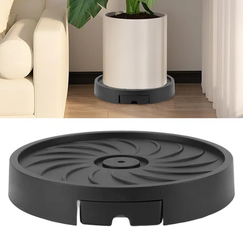 Vista 2 de Rolling Plant Stand, Plastic Round with Hidden Wheels, 2 Pack 10 Inch Detachable Tray for Indoor Outdoor Potted Plants, Movable Planter Dolly for