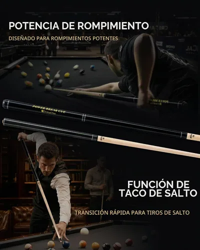 Vista 5 de CRICAL Pool Cue Set, 58" Pro Taper Carbon Fiber Playing Stick with 12.5mm Tip, 3/8×8 Joint, 54.3" Maple Jump Break Stick with 13.5mm Bakelite Tip