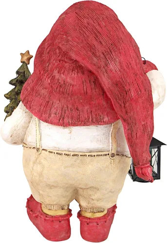 Vista 6 de Design Toscano Iluminando el camino de Papá Noel Whitey la estatua de gnomo navideño