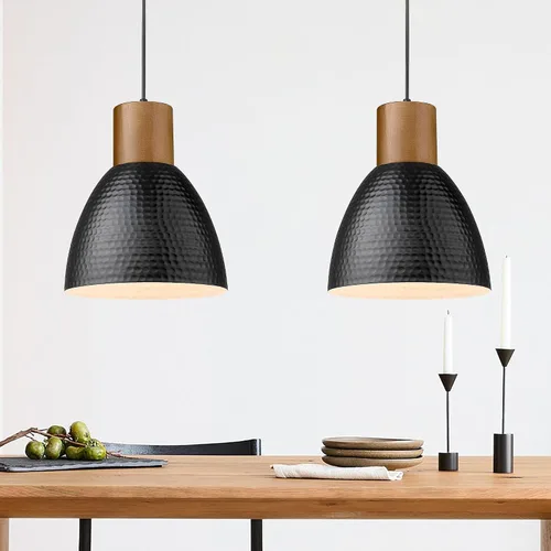 Vista 6 de ELYONA - Lámpara colgante vintage martillada, accesorios de iluminación colgante de 10.2 pulgadas, lámpara de barra de metal industrial, lámpara