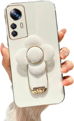 Vista 17 de Miagon - Funda con soporte para Xiaomi Redmi A1, galvanizado suave TPU protector delgado a prueba de golpes con molinete giratorio soporte de flores