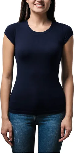 Vista 2 de Sexy Basics - Pack de 5 y 10 camisetas de color básicas, elásticas, casuales y activas de algodón para mujer