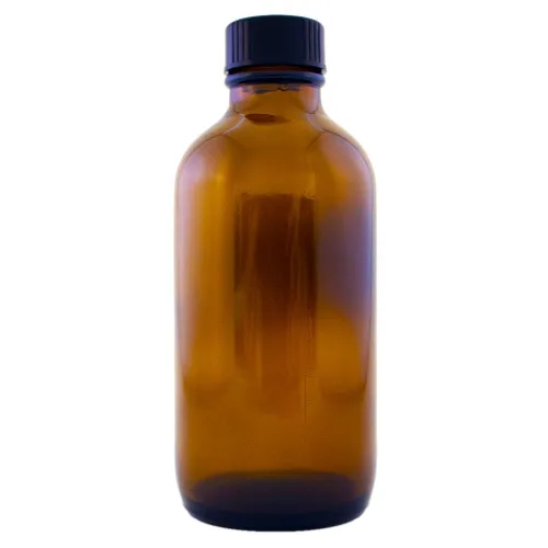 Vista 3 de Botella de vidrio ámbar de 2 fl oz con tapa de cono fenólico (individual)