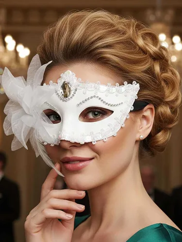 Vista 11 de Yokawe Máscara de mascarada negra para mujer, máscara veneciana de flores, de encaje, disfraz de Mardi Gras
