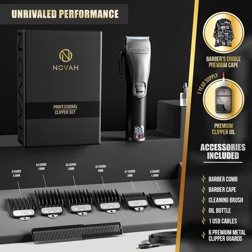 Vista 4 de Novah Cortadoras de Cabello Profesionales para Hombres, Cortadoras de Peluquero Profesionales, Cortadora de Cabello Eléctrica Inalámbrica