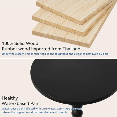 Vista 4 de Aibiju Mesa auxiliar redonda, mesa de bebida de madera maciza, mesita de noche minimalista moderna, mesa auxiliar para sofá de sala de estar, mesa