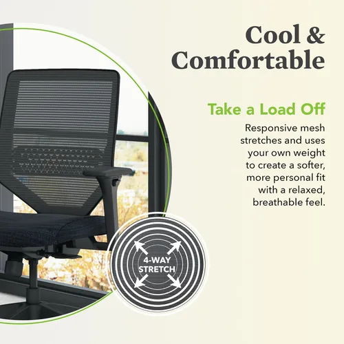 Vista 6 de HON Solve - Silla de oficina ergonómica, soporte de malla con respaldo de malla, soporte lumbar ajustable, brazos ajustables en altura, marco