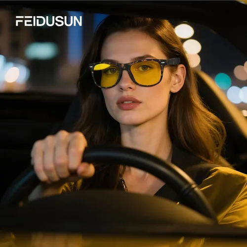 Vista 10 de FEIDUSUN Lentes de sol polarizados para hombre y mujer, lentes de sol retro negros para conducir, pescar, protección UV