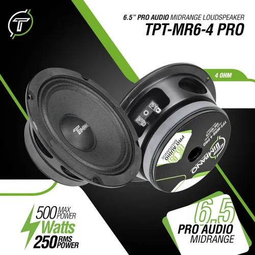 Vista 2 de Timpano 6.5 Pulgadas Altavoz de Rango Medio Superficial 500 Vatios de Potencia Máxima TPT-MR6-4 PRO, 6.5 Altavoces de Rango Medio 4 Ohm Montaje