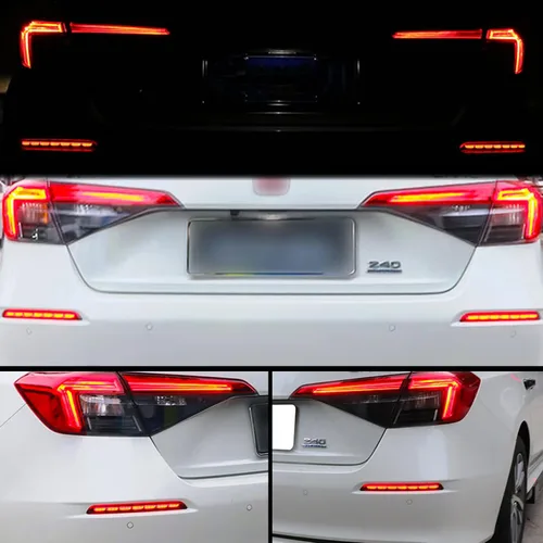 Vista 5 de Reflectores LED rojos para parachoques trasero, luces antiniebla, de freno, de cola, de señal de giro, plug and play, compatibles con Honda CIVIC