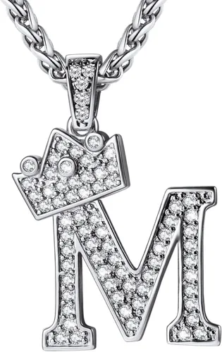 Vista 52 de U7 Crown Initial Number Necklace for Men Women A-Z Letter Pendant Chain a. Oro