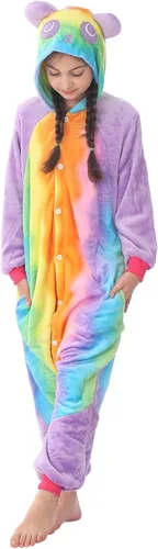 Vista 3 de Disfraz de franela para niños, disfraz de Halloween, Pascua, animales, cosplay para niñas y niños, una pieza