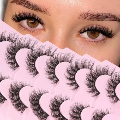 Vista 24 de Veleasha Pestañas postizas de manga puntiagudas, 100% hechas a mano, aspecto natural, pestañas postizas ligeras con banda transparente suave