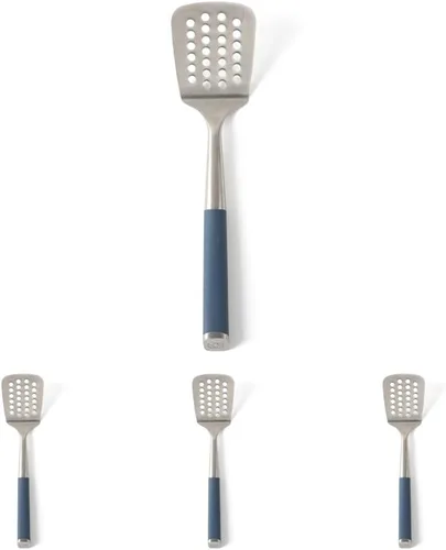 Vista 16 de Calphalon Espátula ranurada, espátula de cocina, espátula ranurada, girador de acero inoxidable con mango de silicona resistente al calor, espátula