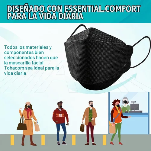 Vista 6 de 50/100 Pack KF94 Face_Covers, Color mask，Black Mask，4-Layer mask Independent packaging,outdoor Daily Use negro 100 piezas