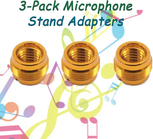 Vista 2 de CashBeat Paquete de 3 adaptadores de soporte de micrófono, adaptador de tornillo roscado macho de 5/8 pulgadas a hembra de 3/8 pulgadas para soporte