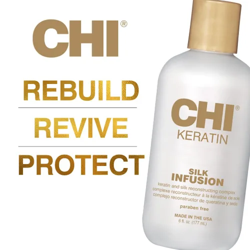 Vista 3 de CHI Infusión de seda de queratina, suero hidratante para el cabello para restaurar la suavidad y el brillo, ayuda a secar el cabello dañado, sin