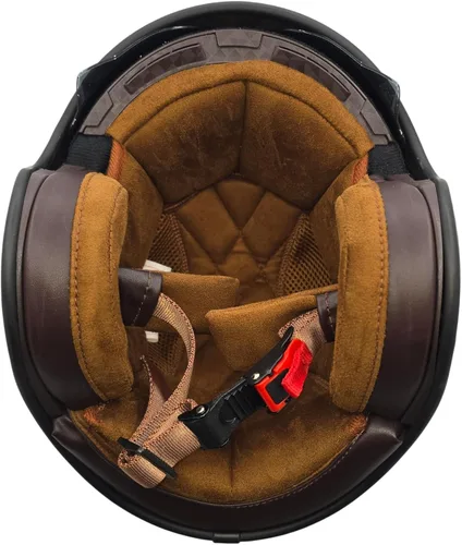 Vista 8 de Casco Vega V8 Retro Open Face Casco DOT y ECE de seguridad con espejo cromado (bloquea las ondas dañinas de rayos UV, UVA y UVC) / forros de gamuza