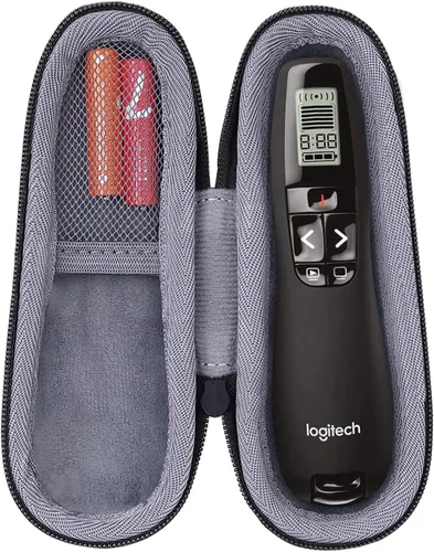 Vista 13 de co2CREA - Carcasa rígida para Logitech Spotlight 2/1 con mando a distancia, color negro Presenter Clicker Compatible, Travel Protective Storage