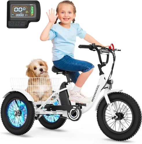 Vista 11 de NAIZEA Bicicleta eléctrica para niños, triciclo de 16 pulgadas para niños y niñas de 6 a 12 años, bicicleta eléctrica para niños de 250 W, bicicleta