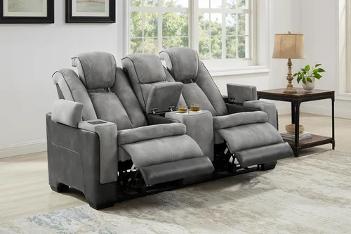 Vista 11 de THSUPER Sofá reclinable de microfibra con alimentación, sofá reclinable para cine en casa con reposacabezas ajustable/luz de lectura/puerto