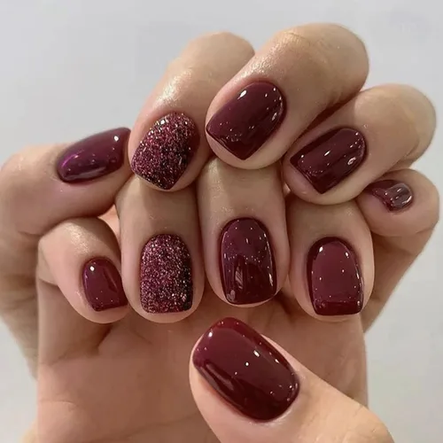 Vista 37 de Uñas postizas a presión de almendra, uñas postizas medianas con diseños de estampado francés de lámina dorada 3D, pegamento dorado Starlight en uñas