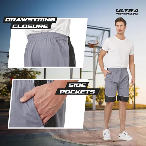 Vista 3 de Ultra Performance Paquete de 5 pantalones cortos para hombre, pantalones cortos atléticos de gimnasio, pantalones cortos de baloncesto para hombres