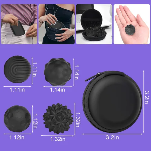 Vista 2 de Bolas de estrés de silicona BUSOHA - Paquete de 4 juguetes antiestrés, bolas de estrés para adultos, juguetes sensoriales de piedra para viajes