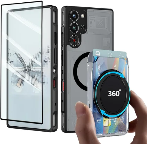 Vista 9 de Funda para ZTE Nubia Red Magic 11S Pro/11S Pro+/11 Pro/11 Pro + con soporte para tarjetas, anillo magnético, parachoques de TPU suave + bolsa