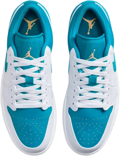 Vista 3 de Jordan Hombres Air 1 Low BlancoCelestial Gold-Aquatone (553558 174)
