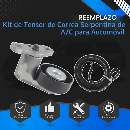 Vista 7 de Kit de tensor de correa de transmisión serpentina de aire acondicionado para automóvil 90K-38159 compatible con Cadillac Escalade 1999-2008