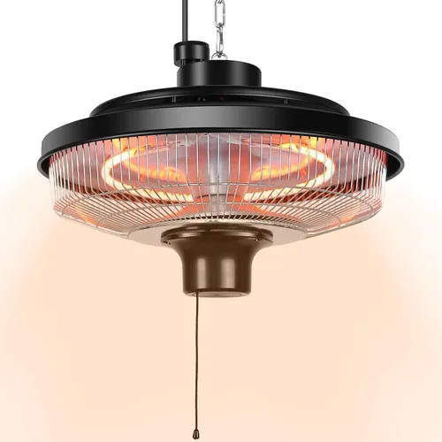 Vista 9 de Fanspex Calentador Colgante de Patio, Calentadores Eléctricos de 1500W por Infrarrojos para Hogar, Cenador, Garaje, Invernadero, Montaje en Techo