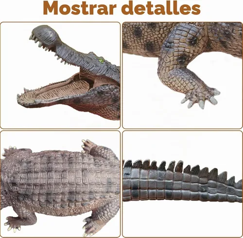 Vista 3 de EOIVSH Figura Gigante de Cocodrilo de Juguete, Figura de Acción de Cocodrilo Realista de 15" con Mandíbula Movible, Figura Educativa de Animal