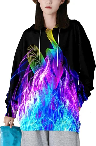 Vista 7 de Asylvain Sudadera con capucha unisex con estampado 3D para hombre y mujer, con bolsillo