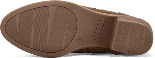Vista 7 de Mysoft - Botines de tobillo para mujer con tacón bajo grueso y puntera redonda, estilo casual, cómodos, cortos con cremallera lateral PU Coñac
