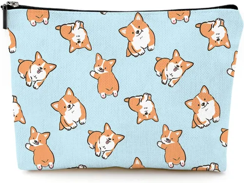 Vista 11 de Pequeña bolsa de maquillaje para monedero, bonita lona impermeable, bolsas de cosméticos para mujeres, con cremallera, bolsa de aseo de viaje