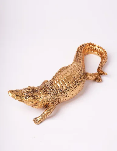 Vista 10 de HAUCOZE Estatua de animal de cocodrilo, estatua moderna para decoración del hogar, centro de mesa, regalo para sala de estar, comedor, dormitorio