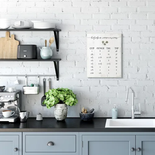 Vista 3 de Stupell Industries - Lienzo para pared con tabla de conversiones para cocina, palabras color gris neutro