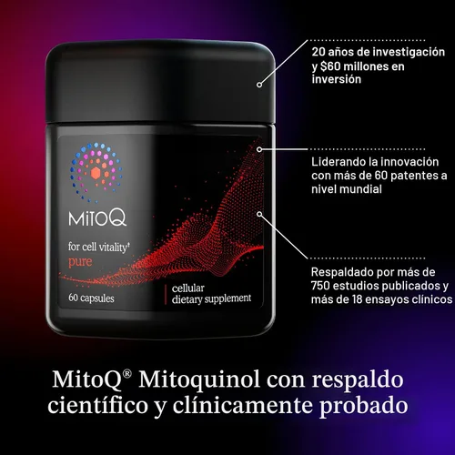 Vista 4 de MitoQ Pure Advanced Suplemento de Mitocondrias Superior Biodisponibilidad a CoQ10 Reduce los Daños de Radicales Libres para un Envejecimiento