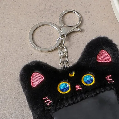 Vista 5 de Kpop Y2K - Soporte para tarjeta de fotos de felpa Kawaii de 3 pulgadas, funda para fotos de animales, tarjeta de crédito, protector de papelería