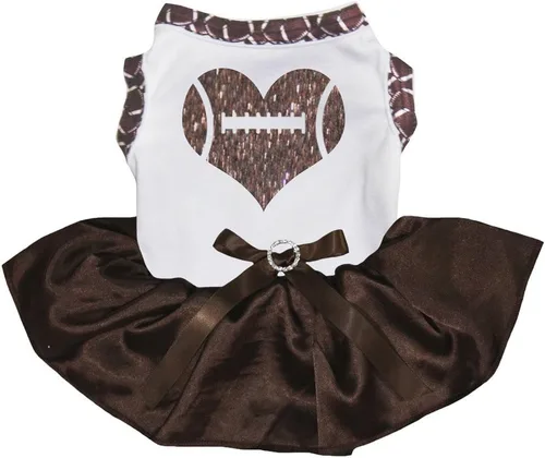 Vista 2 de Petitebella Rugby Heart - Vestido para perro (marrón/marrón, talla XS)